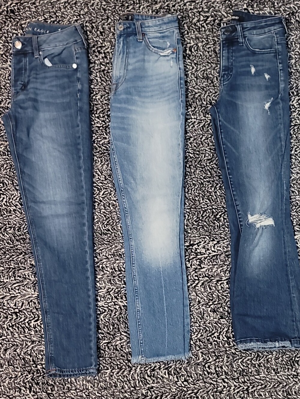 Three Pair Of Size 00 Blue Denim Jeans Lot - Distressed & Faded Styles